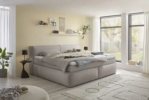 ED EXCITING DESIGN Boxspringbett Sandon 180x200 / 240x200 - Komfort für die ganze Familie - Das Boxspringbett Sandon vereint modernes Design mit hohem Schlafkomfort. Wählen Sie zwischen 180x200 cm oder 240x200 cm. Die Duo-Matratze sorgt für individuelle Unterstützung und eine angenehme Liegehöhe von 70 cm erleichtert das Ein- und Aussteigen.