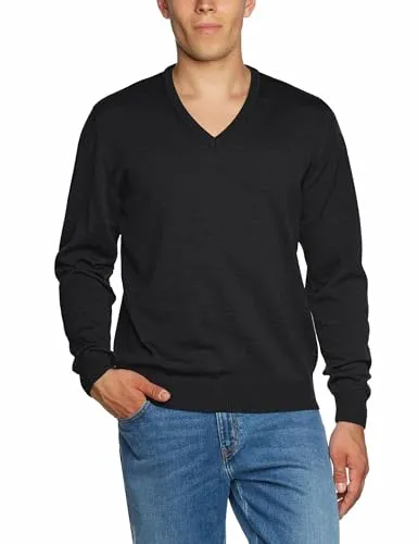 Maerz Herren 490400 Pullover, Grau (591), 52 EU - Pullover für Herren aus 100% Merinowolle, maschinenwaschbar und pflegeleicht. Klassischer V-Ausschnitt für einen sportlichen Look. Ideal für stilbewusste Männer.