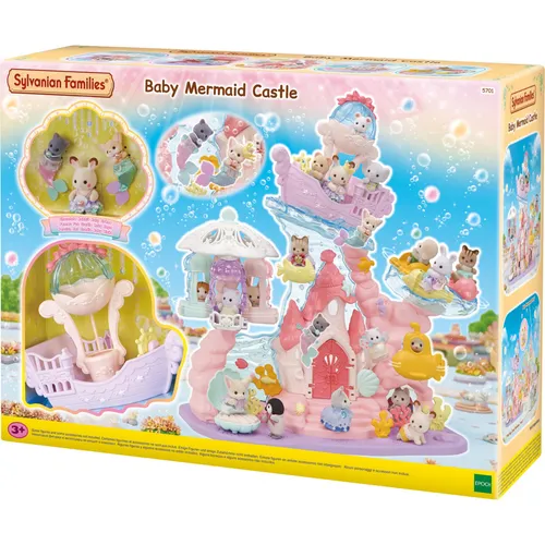 Sylvanian Families Baby Meerjungfrauen Schloss - Freizeitpark Spielset mit Seilbahn und Karussell, fördert kreatives Spielen ab 3 Jahren