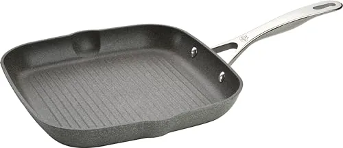 BALLARINI Salina Grillpfanne 28 cm - Quadratisch mit Ausguss - Hochwertige Grillpfanne für alle Herdarten, mit 6-lagiger Antihaftbeschichtung und ergonomischem Edelstahlgriff für energieeffizientes Kochen und leichtes Ausgießen.