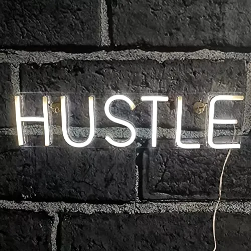 HUSTLE Schriftzug Neonlicht LED Neon Schild USB Licht Lampe Reklame Leuchte Kunst Motivation Spruch Wand Dekoration Gaming Setup Streamer Hintergrund Beleuchtung dekorative Wandleuchte