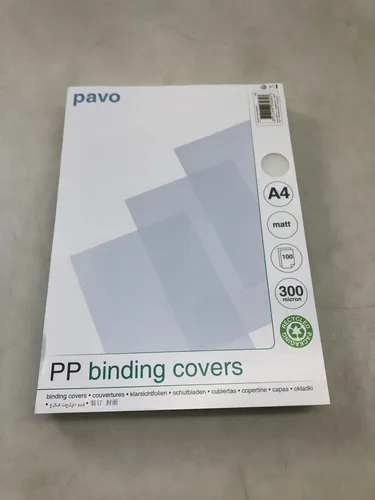 Pavo Einbanddeckel-Klarsichtfolie A4, PP-Folie, 0.30 mm, 100-er Pack, transparen
