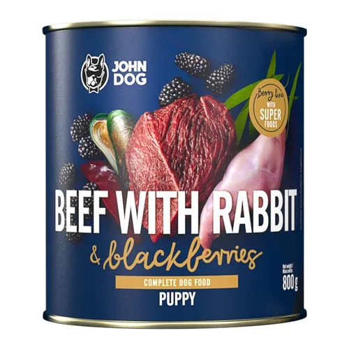 John Dog Berry Junior Rind Kaninchen Mit Brombeeren 800g Nassfutter Für Welpen