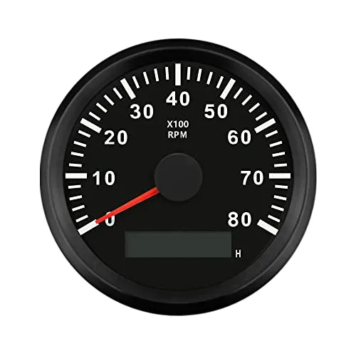 ELING Drehzahlmesser mit Stundenzähler für Auto, LKW, Boot, Yacht, 0-8000 U/min, 85 mm mit Hintergrundbeleuchtung
