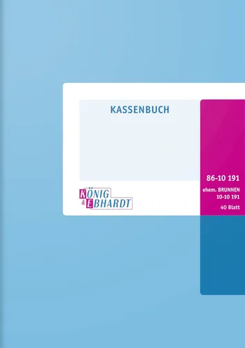 KönigundEbhardt 86-10191 Kassenbuch A5 - Papierprodukte, Formular – Praktisches Kassenbuch für Kleinunternehmer mit 40 einlagigen Blättern, ohne MwSt. und Made in Germany für einfache Einnahmen- und Ausgabenverwaltung.