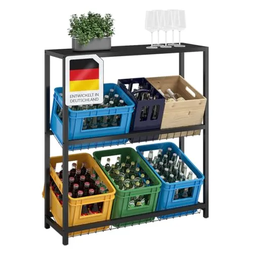 STEELSØN Getränkekistenregal Montune - Standregal für bis zu 6 Getränkekisten, robust aus Stahl mit langlebigem MDF-Ablageboden – ideal für eine ordentliche und platzsparende Aufbewahrung in Ihrer Küche oder Abstellraum.