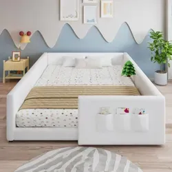 Polsterbett Kinderbett 140x200cm mit 3 Stautaschen