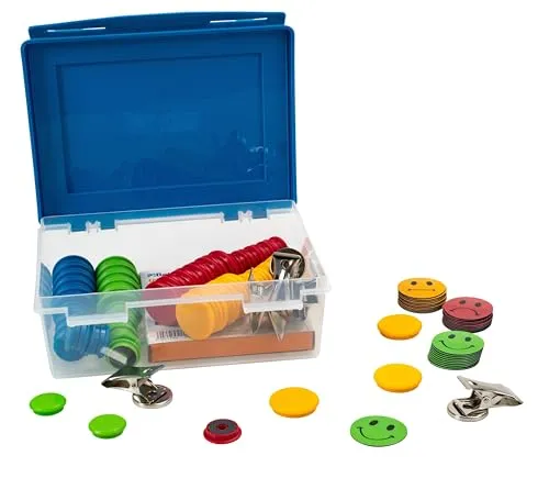 Betzold Magnet-Sparset in Aufbewahrungsbox – 80 bunte Tafelmagnete für Lehrer - Vielseitiges Magneteset mit 80 bunten Greifmagneten in zwei Größen, ideal für den Unterricht. Praktische Aufbewahrungsbox und starke Haftkraft für kreative Tafelbilder.