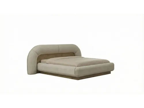 Bett Anka in Eiche Optik mit Beige Stoffbezug 180x200 - Das Bett Anka vereint klassisches Design mit gemütlichem Komfort. Das großzügige Kopfteil in Beige und die Eiche Optik schaffen eine einladende Atmosphäre für Ihr Schlafzimmer. Ideal für entspannte Nächte und stilvolle Einrichtung.