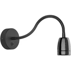 ledscom.de Wandleuchte POZ, Schwanenhals, Schalter, Porzellan, Stahl, schwarz glänzend, rund, 1x E27 max. 300W