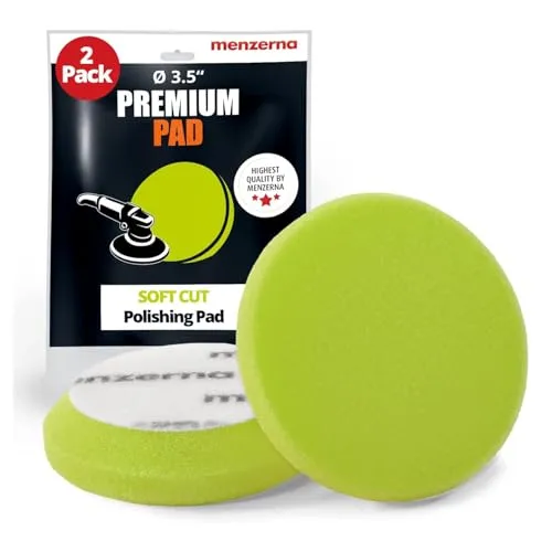menzerna 8,9 cm 2 x Premium-Polierpads Finish I Hochglanz-Polierpad I Karosseriereparatur-Politur & Polieren I mit Sicherheitskante und Klettbefestigung I waschbar & langlebig