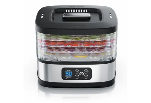 Arendo Dörrautomat mit Temperaturregler - Dörrautomaten mit 5 Etagen, 240 W und Timer von 1-72h - perfekt für gesunde Snacks und die einfache Konservierung von Lebensmitteln.