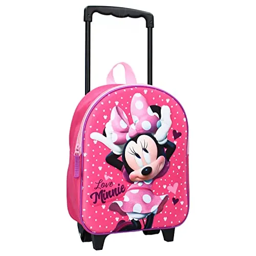 Vadobag Kinderrucksack Minnie Maus 3D Trolley 33 cm - Schulranzen mit schönem 3D-Minnie Mouse Design, ideal für kleine Abenteurer auf Reisen oder Ausflügen. Praktischer Trolley mit ausziehbarem Griff und verstellbaren Schultergurten.