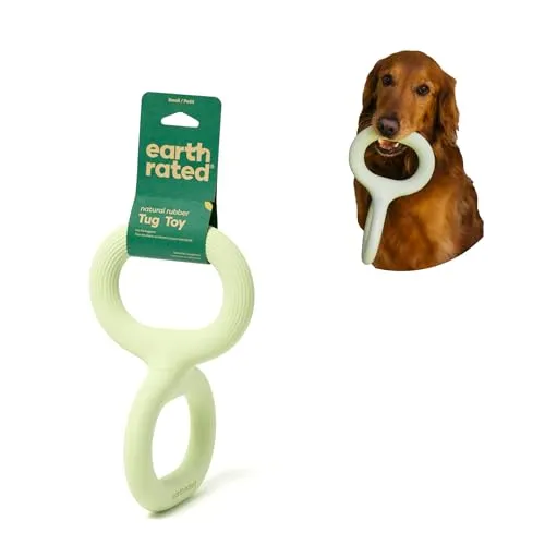 Earth Rated Ziehspielzeug, interaktives Spielzeug für ausgewachsene Hunde und Welpen, ergonomischer Griff, Naturgummi, klein, grün