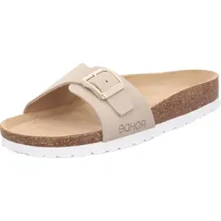 Rohde Damen Pantolette Leder Tieffußbett Schnalle Alba 5589, Größe:39 EU, Farbe:Beige - Clogs für Damen mit weitenverstellbarer Schnalle, hochwertigem Leder und bequemer Laufsohle für höchsten Tragekomfort.