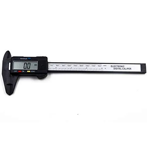 Oudtinz Messschieber mit großem LCD-Bildschirm, automatische Abschaltung, 0-150 mm, ±0,2 mm genau, Kunststoff-Kohlefaser-Verbundwerkstoff
