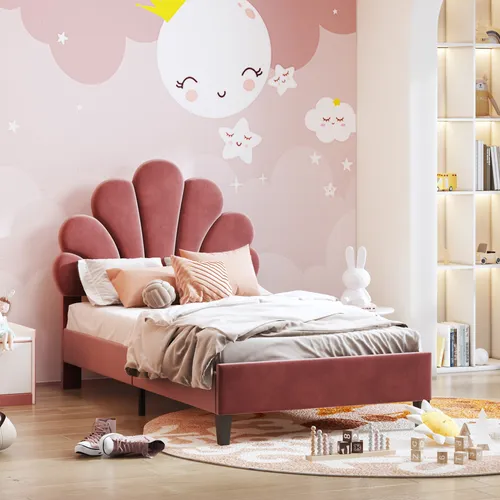 Polsterbett 90x200 cm mit höhenverstellbarem Kopfteil aus Samt - Elegantes Polsterbett mit Lattenrost und höhenverstellbarem Kopfteil. Ideal für Jugendliche, bietet es hohen Komfort und Stabilität. Bezug aus hochwertigem Samt, zeitloses Design für jedes Schlafzimmer.