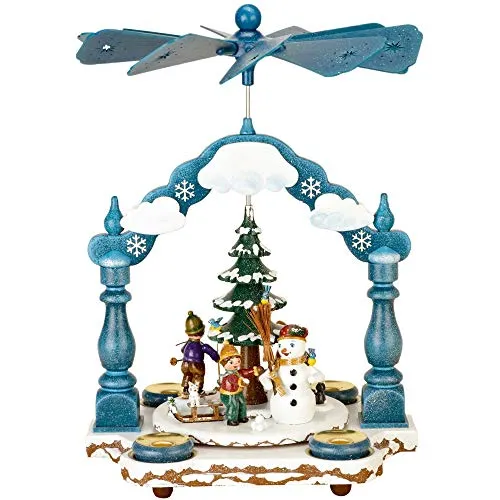 Hubrig Volkskunst 'Pyramide Winterkinder' 35x25cm in blau von Hubrig Volkskunst