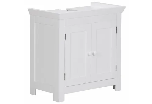 Wohnling Waschbeckenunterschrank WL1.350 - Matt Weiß, 57 x 55,5 x 30 cm - Waschbeckenunterschrank im Landhausstil mit kratzfester, wasserabweisender Oberfläche. Bietet viel Stauraum für Handtücher und Badzubehör, inkl. Siphonausschnitt und Magnetverschlüssen.