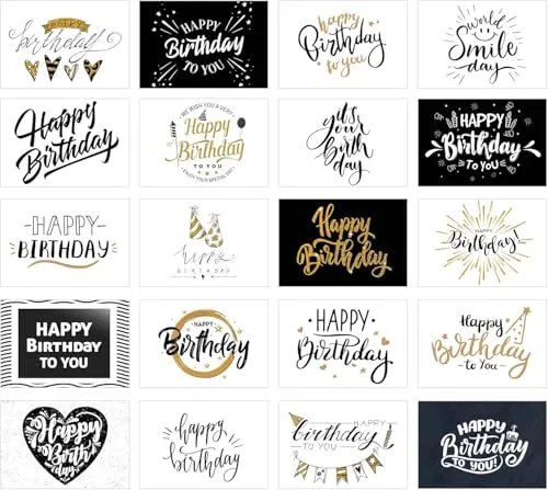 Edition Seidel Set 20 Geburtstagskarten - Glückwunschkarten zum Geburtstag - Postkarten für Erwachsene und Kinder - Happy Birthday Karten