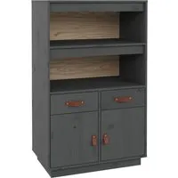 vidaXL Highboard Grau 67x40x108,5 cm aus massivem Kiefernholz - Stilvolles Highboard in Grau aus massivem Kiefernholz, bietet großzügigen Stauraum mit Regalfächern und Schubladen – ideal für eine praktische und dekorative Wohnraumgestaltung.