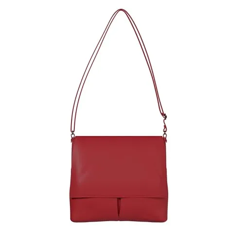 KMISSO Damen Umhänge Tasche aus veganem Leder 30607 Red - Damen-Schultertaschen, elegante Umhängetasche aus hochwertigem Kunstleder mit verstellbarem Trageriemen für optimalen Tragekomfort und vielseitige Tragemöglichkeiten.