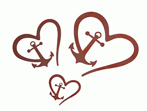 Herz Anker im 3er Set, Rostfigur, Deko, Metalldeko, Tischdeko, Hochzeit Deko