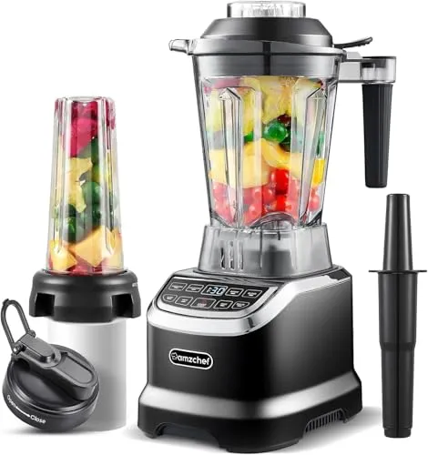 AMZCHEF Mixer Smoothie Maker - 2000W Hochleistungsmixer mit LED Zeitanzeige - Standmixer mit 2000W Motor, 6 Pro-Scharfe 3D Klingen und 1,85L Behälter für perfekte Mix-Ergebnisse. Ideal für Smoothies und Familienportionen.