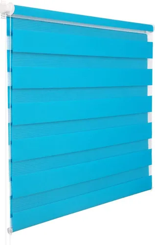 WOLTU Doppelrollo, Duo Rollo Klemmfix ohne Bohren, Seitenzugrollo Easyfix, lichtdurchlässig und verdunkelnd, Türkis, 90x150 cm