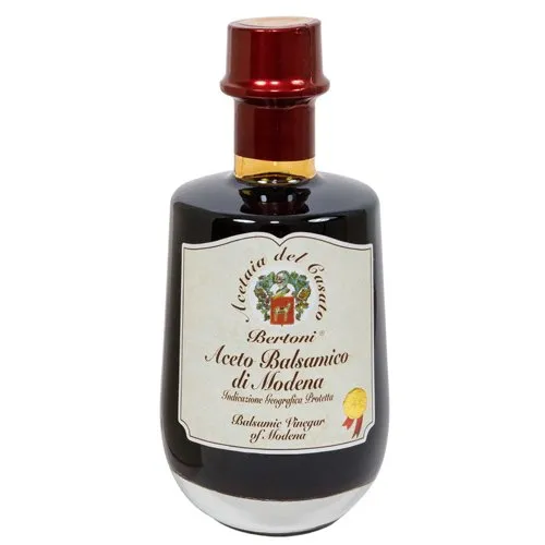 Bertoni Aceto Balsamico di Modena IGP Oro Gold 8 Jahre gereift 250 ml - Hochwertiger Balsamico-Essig, 8 Jahre gereift, ideal für feine Dressings und Marinaden, glutenfrei und ohne künstliche Zusätze.