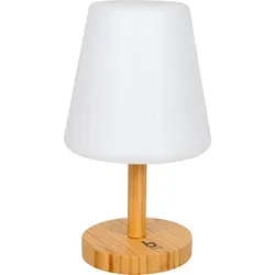 Bo-Camp Urban Outdoor Cambridge LED Akku Tischlampe - Camping-Möbel mit stilvollem Bambusfuß, drei Lichtmodi und angenehmem, warmem Licht für gemütliche Abende im Freien.