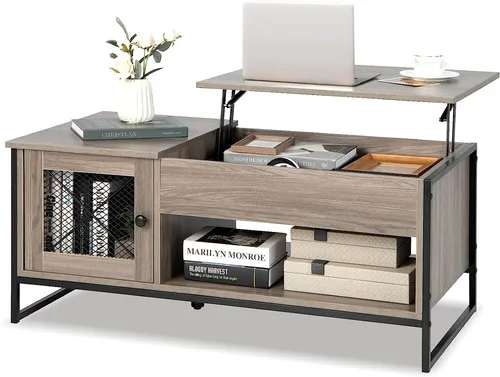 Höhenverstellbarer Couchtisch mit 2 Ebenen - Tisch & Stehtische, flexibles Design für individuelle Nutzung, ideal für Wohnräume mit variablen Bedürfnissen.
