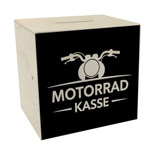 Motorrad Kasse Spardose aus Holz für Biker Fans Lustige Sparbüchse für Motorradenthusiasten