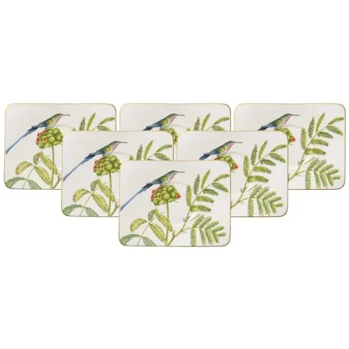 Villeroy & Boch Amazonia rechteckige Kaffee-Untertasse 6er Set - Praktische und stilvolle Untertassen aus edlem Premium Bone Porzellan. Mit filigranen Motiven und goldenen Akzenten bringen sie Farbe und Eleganz auf jeden Tisch.
