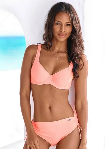Bügel-Bikini LASCANA Damen Gr. 38 Cup B rot - Bademode in modischer Farbe, Bestseller mit verstellbaren Trägern und seitlich geraffter Bikinihose für optimalen Sitz und Komfort.