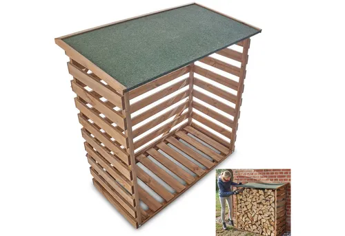 zooprinz Wetterfestes Brennholzregal aus lasiertem Holz von Zooprinz
