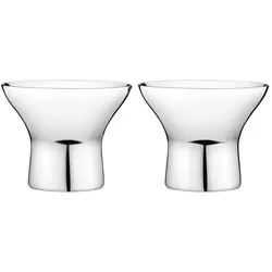Georg Jensen Alfredo Eierbecher 2er Set - Elegantes Geschirr-Set aus hochglanzpoliertem Edelstahl, entworfen von Alfredo Häberli. Ideal für stilvolle Frühstücksmomente und langlebig im täglichen Einsatz.