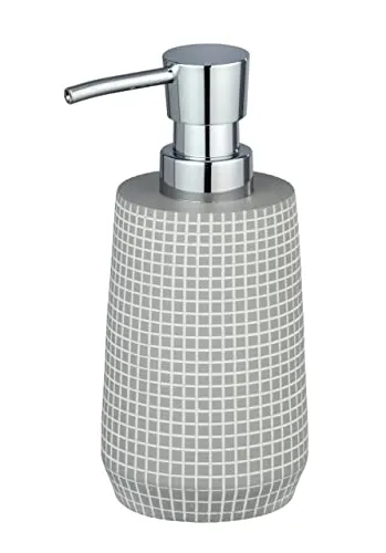 WENKO Seifenspender Ohrid Silber-Grau, 16.5 x 7 x 10 cm