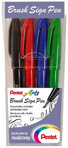 PentelArts Faserschreiber Brush Sign Pen 4er Etui Basic von Pentel Arts