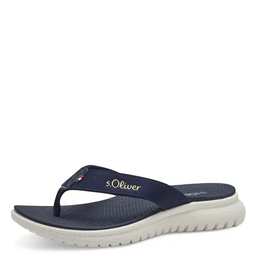 s.Oliver Damen Zehentrenner Pantolette 5-27106-42 in Blau - Sportliche Pantolette für Damen mit rutschfester Profilsohle, ideal für aktive Sommerabende und entspannte Blicke am Strand.