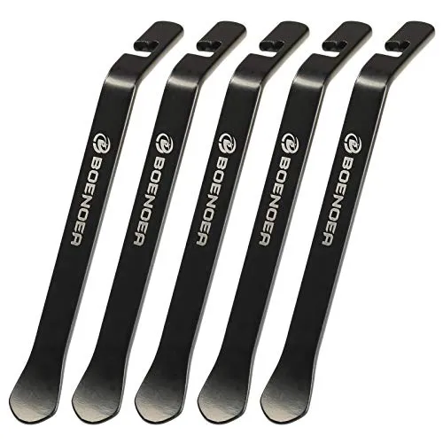 Boenoea 3 Stück Reifenheber Fahrrad Metall Reifenheber fur Fahrrad Reifenwechsel Werkzeug Set, Schwarz