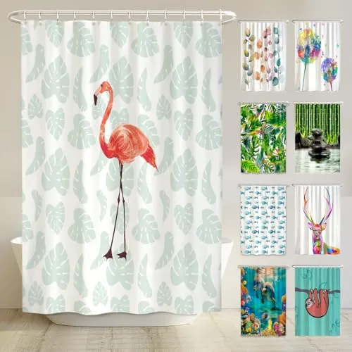 arteneur® Flamingo Duschvorhang 180x200 - Duschvorhang aus 100% recyceltem Polyester, antibakteriell und schimmelresistent. Mit beschwertem Saum und buntem Digitaldruck bringt er Farbe in dein Bad.