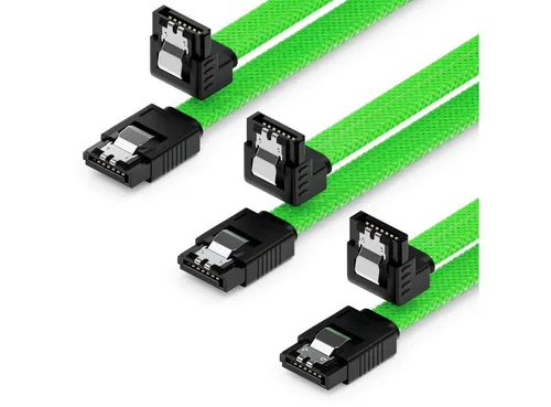 deleyCON deleyCON 3x 50cm SATA 3 Nylon Kabel HDD SSD 1 Stecker 90° Gewinkelt Computer-Kabel