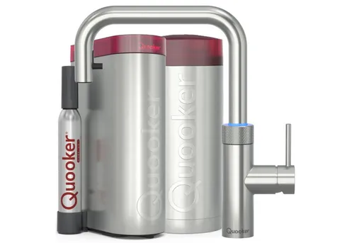 Quooker COMBI & CUBE | Flex Square SST (Voll-Edelstahl) - Kochendes und gekühltes Wasser direkt aus der Armatur – ideal für Küche und Haushalt. Inklusive CUBE-Filter für frisches Sprudelwasser und kindersicherer Bedienung.