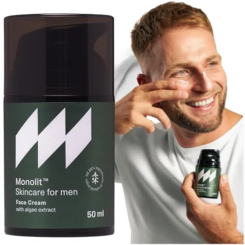 Monolit Gesichtscreme mit Algenextrakt für Männer - 50 ml, pflegendes Avocadoöl, Anti-Aging-Spirulina, feuchtigkeitsspendendes Kokosöl, glow skin, Feuchtigkeit und Regeneration der Haut