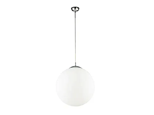 Pendelleuchte einflammig, Kugelleuchte aus weißem Glas Ø 35cm - Lampen für stilvolle Beleuchtung, dimmbar mit 9W LED und warmweißem Licht. Ideal für Esstisch und Wohnzimmer, sorgt für ein angenehmes Lichtspiel.