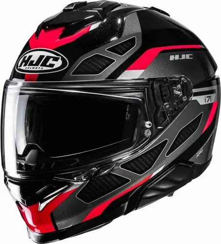 HJC i71 Zest Integralhelm schwarz-rot Größe S - Leichter Integralhelm für alle Jahreszeiten, mit kratzfestem Visier und optimaler Belüftung. Inklusive Aufbewahrungstasche und Pinlock für klare Sicht.