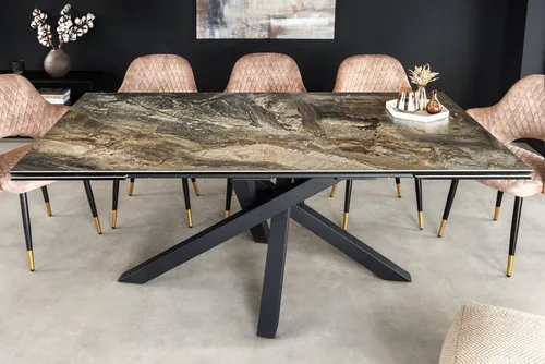 Riess-Ambiente Esstisch MARVELOUS 180-260cm - Ausziehbarer Esstisch für bis zu 12 Personen im eleganten Marmor-Design, ideal für gesellige Abende. Pflegeleichte Keramikplatte und robustes Metallgestell.