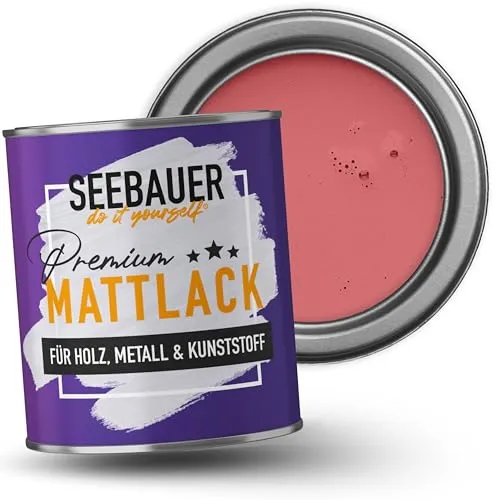 SEEBAUER DIY Mattlack Rot 750ml - Hochwertige Möbelfarbe für Innen & Außen - Dieser wasserbasierende Mattlack mit Hybrid-Technologie bietet extreme Robustheit und ein edelmatte Finish. Ideal für Holz, Metall und Kunststoff. Schnelltrocknend und geruchsneutral für ein angenehmes Wohnklima.