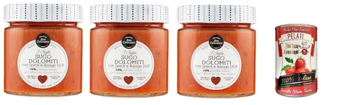 3x Cascina San Cassiano Dolomiti sauce mit Speck und Asiago DOP 190g+Pelati 400g